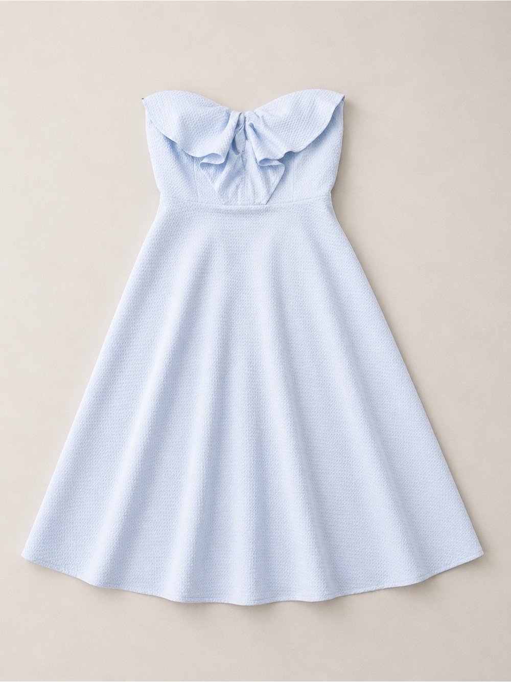 Vernacular Women’s Medium Strapless Light Blue Textured Midi Dress A-Line